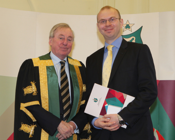 Dr Mark Empey at the 2012 NUI Awards Ceremony with NUI Chancellor, Dr Maurice Manning and fellow NUI Awards recipients