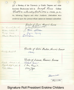 Signature Roll President Erskine Childers
