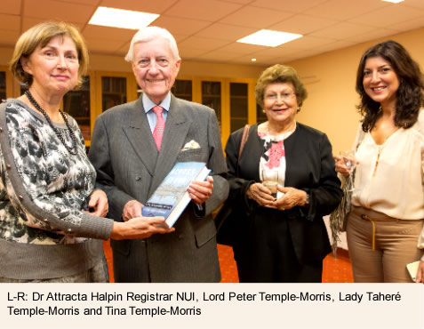 Dr Attracta Halpin Registrar NUI, Lord (Peter) Temple-Morris, Taheré Temple-Morris and Tina Temple-Morris 