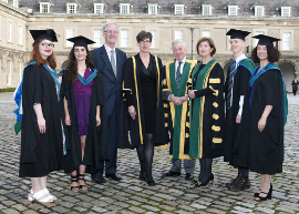 2017 Uversity graduates with Danny O’Hare, Chair of Uversity; Ms Colleen Dube, CEO of Uversity; NUI Chancellor, Dr Maurice Manning and Registrar, Dr Attracta Halpin