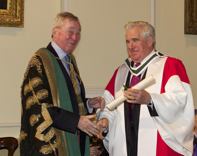 Professor John Coolahan Right with NUI Chancellor Dr Maurice Manning