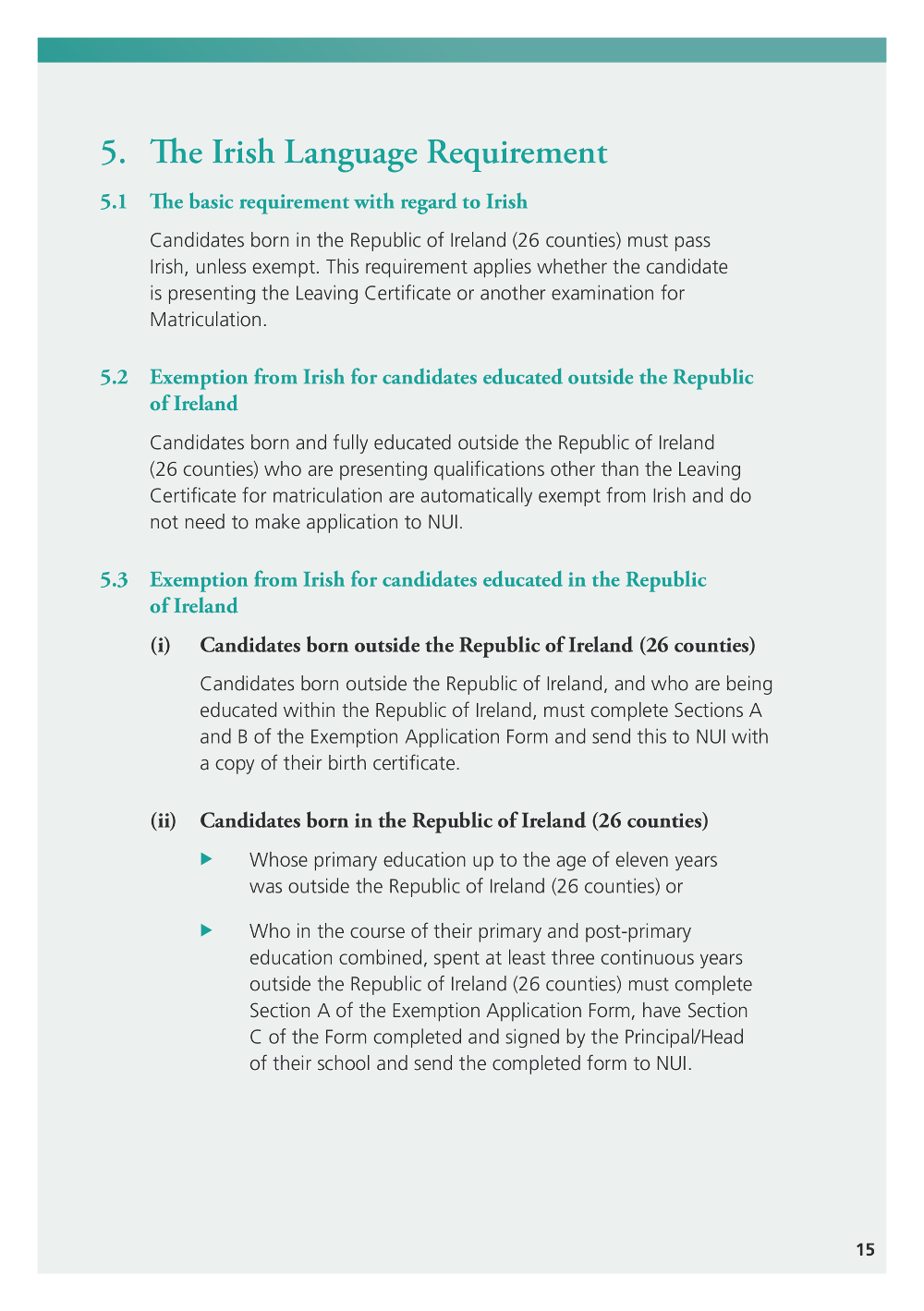 Matriculation Booklet Page 15