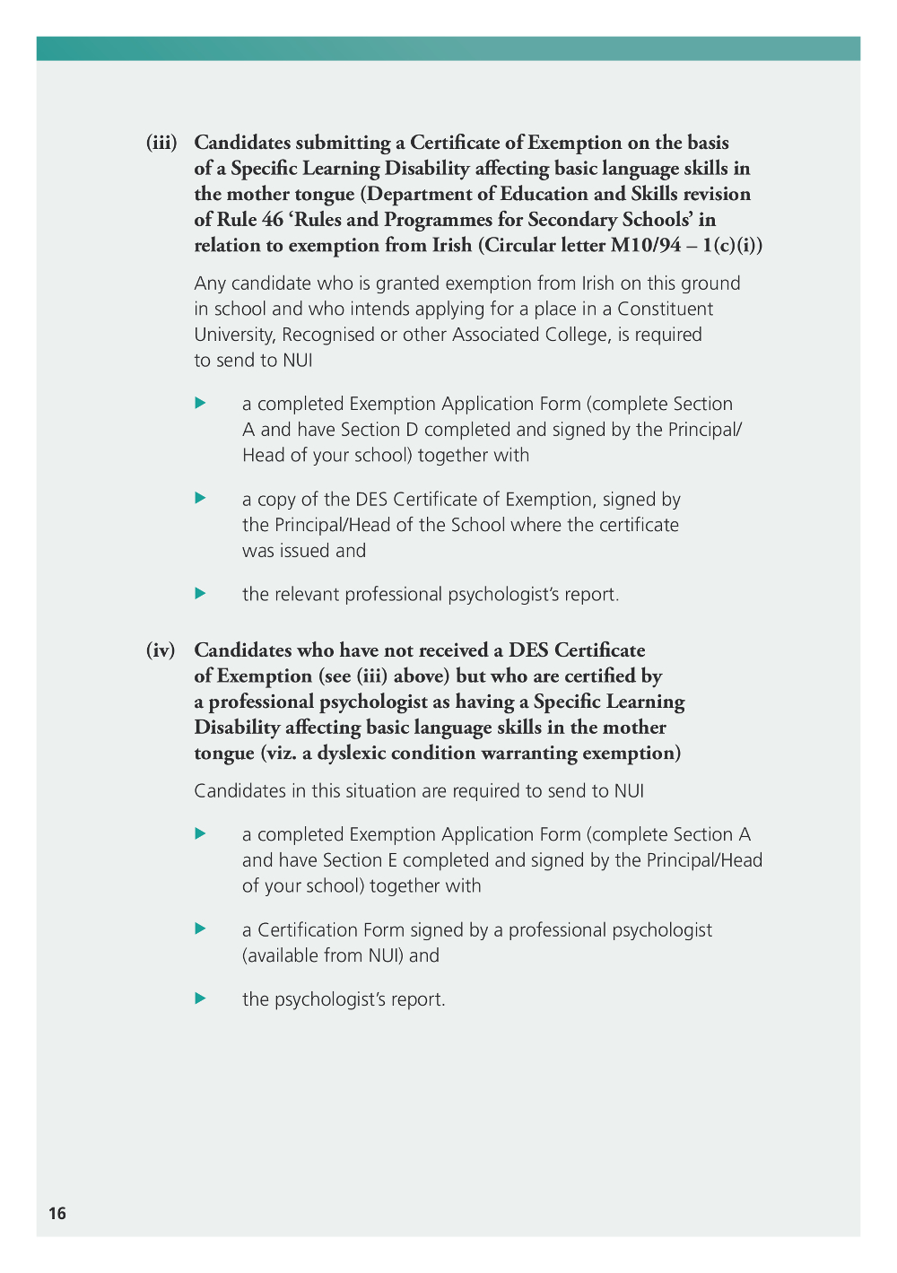 Matriculation Booklet Page 16