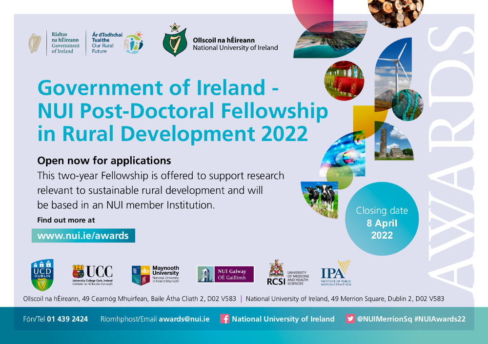 Government of Ireland - NUI Post-Doctoral Fellowship in Rural Development Flyer