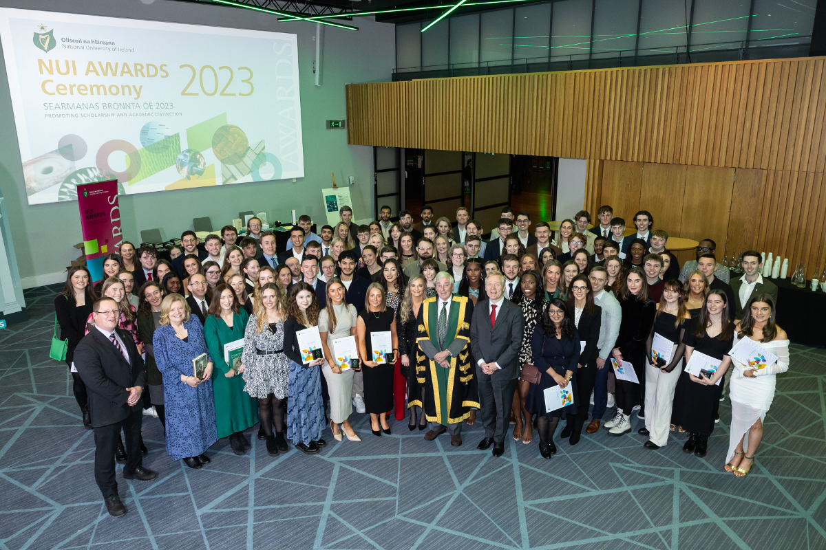 NUI Award Recipients, Dr Patrick O'Leary Registrar NUI, Dr Maurice Manning Chancellor NUI and Vincent Guérend