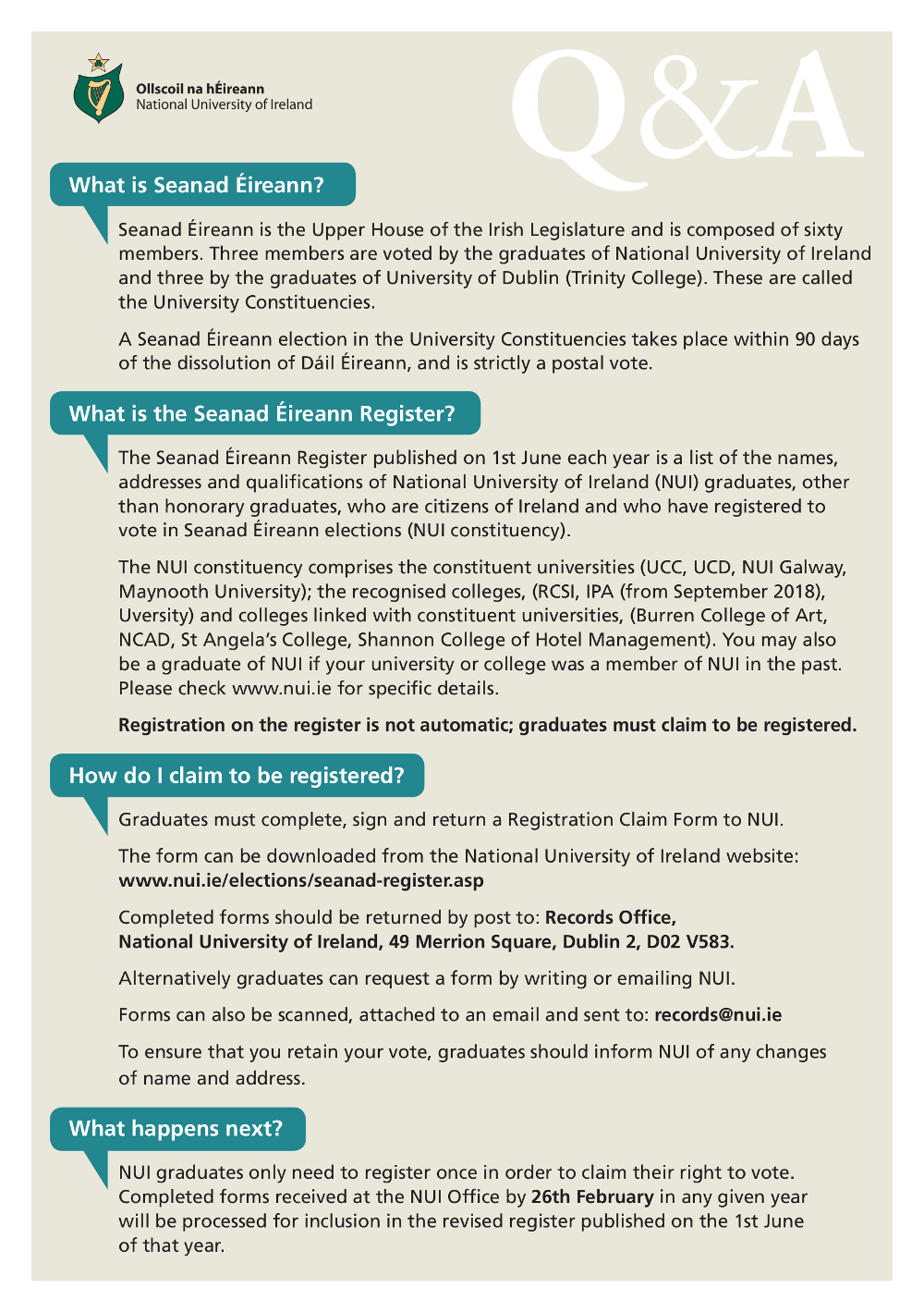 Seanad Éireann Leaflet Page 2