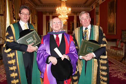 President Michael D Higgins, Dr Maurice Manning NUI Chancellor, Dr James Browne President NUI Galway 