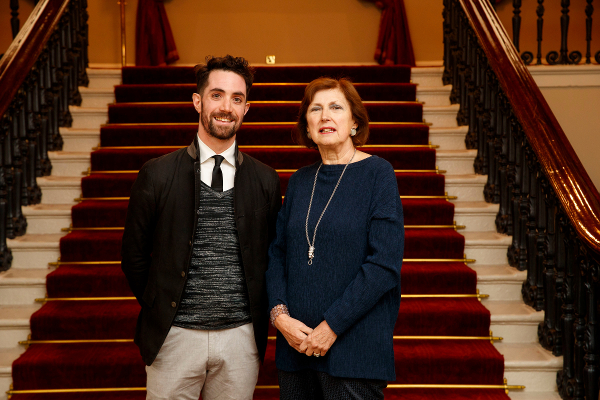 Fulbright-NUI Scholar Award 2019-2020 recipient Dr John Greaney with Dr Attracta Halpin, Registrar, NUI at the recent Fulbright Awards Ceremony in Dublin Castle. 